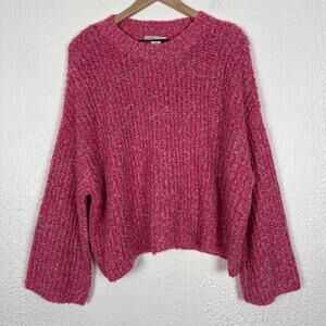 Sincerely Jules Super Soft Oversized Pink Ribbed Knit Pullover Sweater NWT Large
